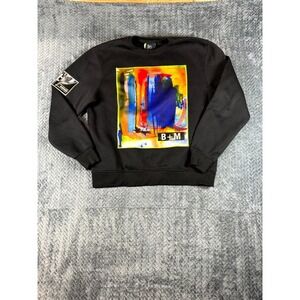 Bleecker &‎ Mercer B+M Sweatshirt Mens Medium Black Graphic Print Cotton Winter